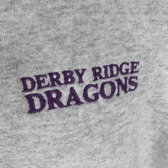 VINTAGE DERBY RIDGE DRAGONS SWEATSHIRT USA MADE PULLOVER CREWNECK GRAY L 90s - Picture 2 of 12